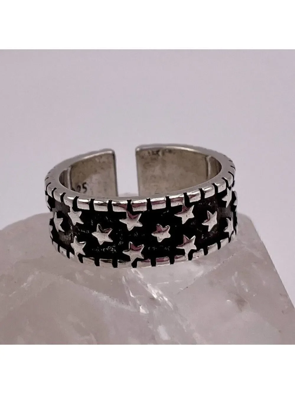 925 Sterling Stamped Adjustable Star Boho Ring #1308